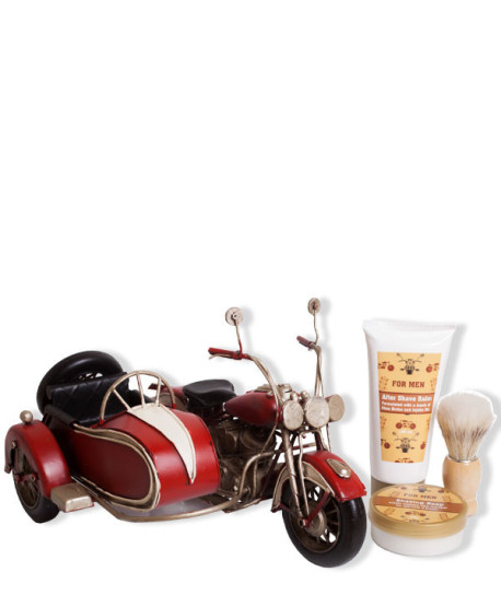 VINTAGE MOTO CON SIDECAR ROJA