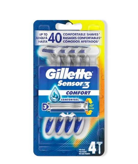 GILLETTE SENSOR 3 COMFORT PACK 4 UDS