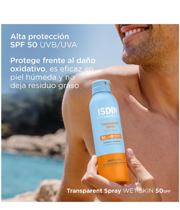 FOTOPROTECTOR TRANSPARENT SPRAY WET SKIN SPF50